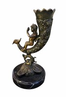 Bronz bőségszaru puttóval ,tündérfigurával