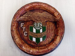 Retro FTC (Ferencváros) gipsz falitányér – 27 cm, szép állapotban