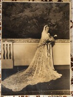 Caa. 1938 VAJON KIK Ő? ESKÜVŐ MENYASSZONY CSODÁLATOS RUHA FOTÓ FÉNYKÉP ERDÉLY NEMES CSALÁD HAGYATÉK