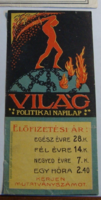 1920.- 1 db - számolócédula- Világ - politikai napilap