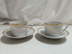 Hollóházi porcelán fehér - arany kávés csésze szettek, hibátlan