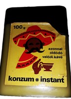 Régi 1970-s évek KONZUM INSTANT -plasztik kávé doboz 100 g-ZAMAT KÁVÉ és KEKSZGYÁR a képek szerint 2
