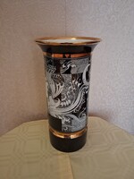 Szász Endre dekorral, nagymeretű váza hibátlan, jelzett,  30 cm