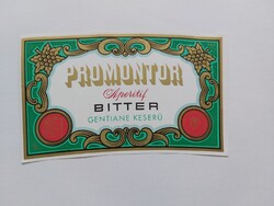 PROMONTOR Aperitif BITTER GENTIANE KESERŰ italos címke 0.8 l - MAGYAR ÁLLAMI PINCEGAZDASÁG BUDAFOK