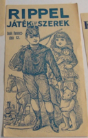 1920.- 1 db - számolócédula - Rippel játékszerek - Budapest - I.