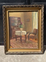 István Hagyik (1891-1958) - Beautiful Interior Painting (66 cm x 54 cm)