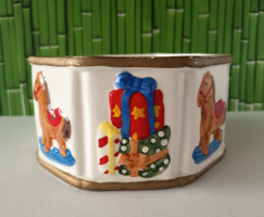 VINTAGE DÓMBOR MINTÁS KERÁMIA KEKSZES VAGY BONBONIER KÍNÁLÓ