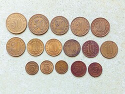 Jugoszlávia 16 db Különböző Érme 5 10 20 25 50 Para 1965-1982