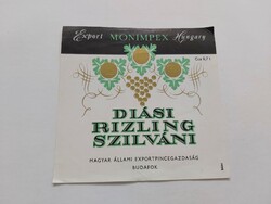 DIÁSI RIZLING SZILVÁNI boros, italos címke 0.7 l -  MAGYAR ÁLLAMI EXPORTPINCEGAZDASÁG BUDAFOK