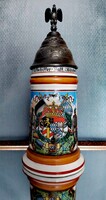 Litofán Néme katonai emlékkorsó – Garde-Luftschiffer Abt. München 1906-09, ónfedeles porcelán korsó