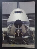 Régi képeslap - Lufthansa Boeing 747, frontnézetből