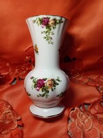 Royal Albert, angol porcelán rózsamintás váza, 16, 8 cm.