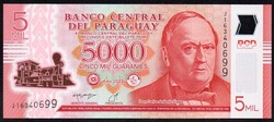 Paraguay 5000 guaranies polymer UNC 2022