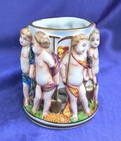 Nápolyi porcelán, XIX-ik század. Plasztikus puttók a nyár atribútumaival. Hibátlan!