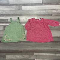 Shein zöld kantáros ruha, Obaibi pinkeslila aprómintás kislány ruha szett 9-12 hó