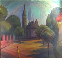 2A218 Móczár Károly : Templom 106 x 100 cm