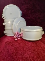 Hibátlan antik cseh gyöngysormintás négy részes porcelán ételhordó