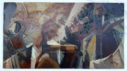 Cs.Nagy András -Tél 1981 Képcsarnokos olajfestmény 90x50cm