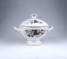 2A007 Régi virágmintás fedeles porcelán mártásos tál