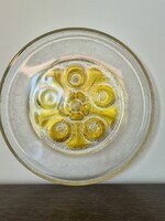 Régi Walther Glas jégüveg tál plasztikus díszítéssel- 30 cm