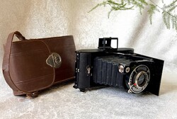 Vintage Juwelia folding kamera Film Juwelia ANASTIGMAT redőnyös fényképezőgép tokkal