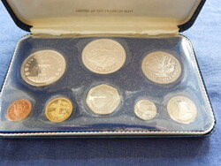 Barbados Proof Set 1973 (1 Cent - 10 Dollár 8 darab érme ezüstökkel)