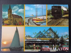 Régi képeslap - Balaton- Balatonfenyvesi kisvonat - Balaton Fűszért bélyegzéssel
