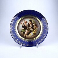 2A006 Régi jelenetes Imperial PSL porcelán dísztányér vitrintárgy 22.5 cm