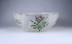 1Z980 Antik virágmintás Schillinger Mór porcelán leveses tál 27.5 cm