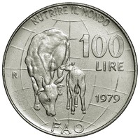 Olaszország,100 lire 1979 - FAO aUNC+ nikkel