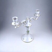 1Z998 Két ágú Erika mintás Hollóházi porcelán gyertyatartó 27 cm