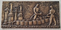 Búza Barna jelzéssel  Zalai Kőolajipari Vállalat bronz emlék plakett  20 év  1982 ből  15,3 x 7,3 cm