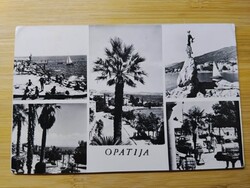 Régi Jugoszlávia, ma Horvátország, Opatija, Abbázia, tengerpart, pálmafa,osztott lap, 1965