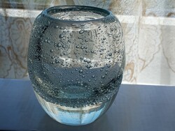 Üveg váza kézzel készített MV buborékos pulegoso üveg Ø7,5x8,5cm Michael Viol mécses gyertya tartó