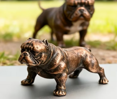 Öntött réz Pitbull kutya figura