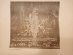 Gross Arnold etching: Flower and Toy Train