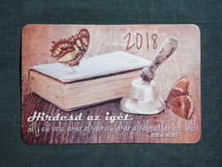 Kártyanaptár,Vallás,Timóteus idézet,biblia könyv,harang,csengettyű,lepke, 2018  (5)