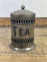 -AX411- Antikolt fém teásdoboz tea tartó doboz fém kínáló alpakka réz vintage konyhai dekoráció 13cm