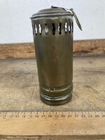 -AX413- Antik sárgaréz viharlámpa gyertyatartó lámpás réz bányászlámpa vasutas lámpa vintage 18cm