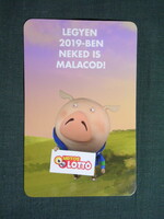 Kártyanaptár,Totó Lottó szerencsejáték,Hatos Lottó,reklám figura,malac, 2019  (5)