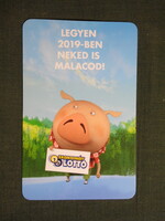 Kártyanaptár,Totó Lottó szerencsejáték,Skadináv Lottó,reklám figura,malac, 2019  (5)