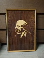 Lenin, intarziás falikép, méret jelezve, szép állapotban