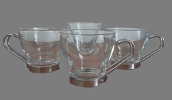 3 pcs bormioli rocco vitrosax brand Italian glass coffee cups, glasses 1960-70 + 1 free cup