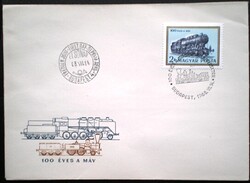 F2513 / 1968 MÁV - 100 ées a 424-es mozdony bélyeg FDC-n