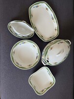 Antik Zsolnay tálaló szett – Ritka zöld pikkelymintás, pajzspecsétes porcelán
