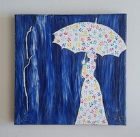 A kisasszony akrilfestmény 20x20 cm