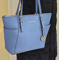 Michael Kors Jet Set bőr shopper/tote ritka denim színben