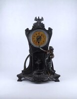 2A041 Antik szecessziós ón női szoborral díszített kandallóóra 42.5 cm