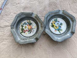 Retro porcelánbetétes ón  hamutartó, hamutál  eladó!