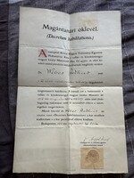 Dr. Wéber Arthur magántanári oklevele - 1918 Dr. Angyal Dávid aláírásával!